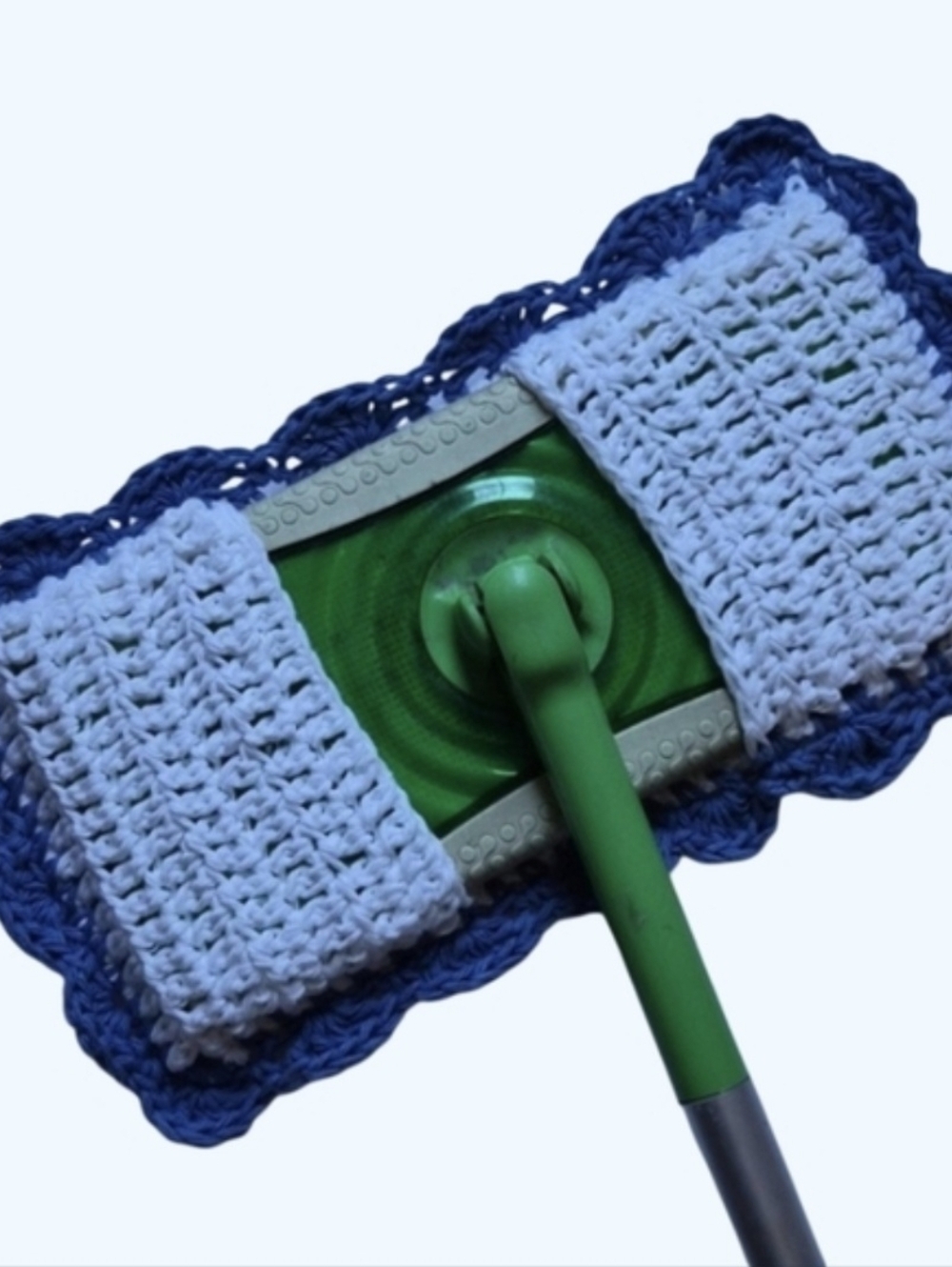 Set of 2 Organic Cotton Mop Covers: Reusable, White with Blue Shell Edging
